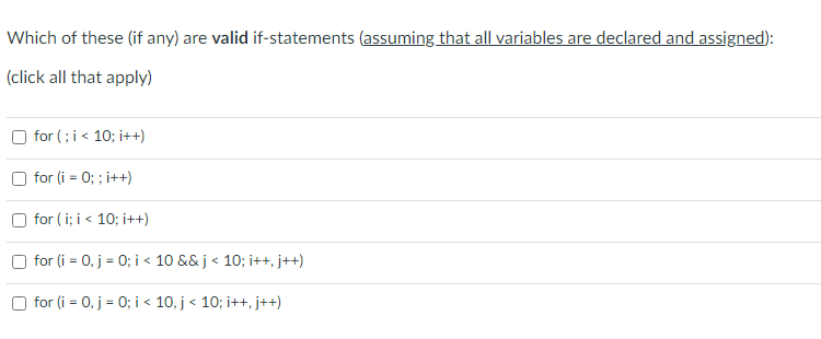 Solved Which of these (if any) are valid if-statements | Chegg.com