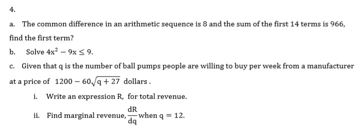 Solved 4. a. The common difference in an arithmetic sequence | Chegg.com