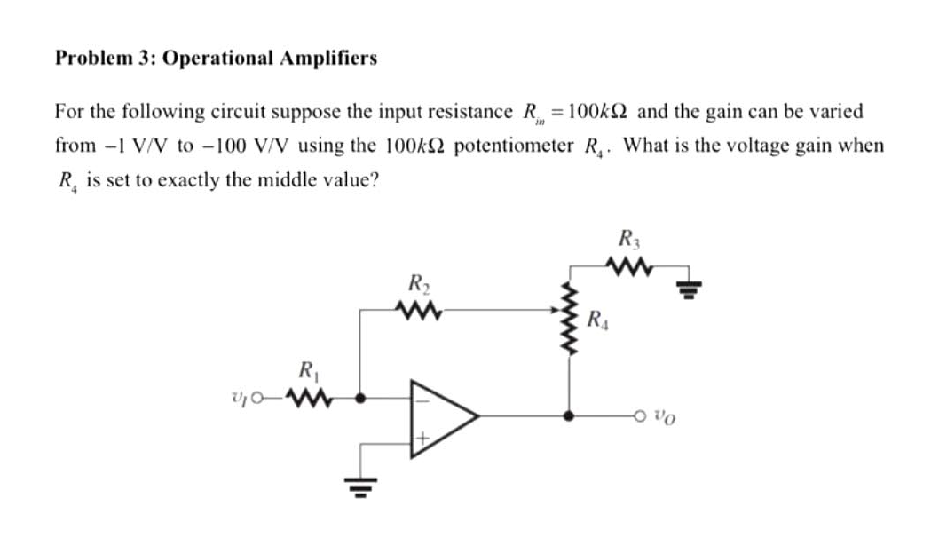 Solved Problem 3: Operational Amplifiers For the following | Chegg.com