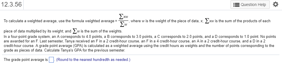 Solved 12.3.56 Question Help ??? To calculate a weighted | Chegg.com