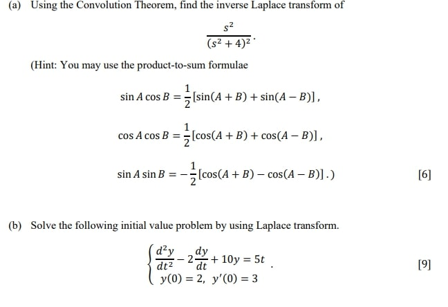 Solved (a) Using the Convolution Theorem, find the inverse | Chegg.com