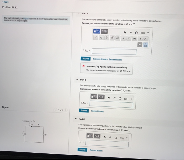Solved Problem 28.82 PartA Find expressions for he total | Chegg.com