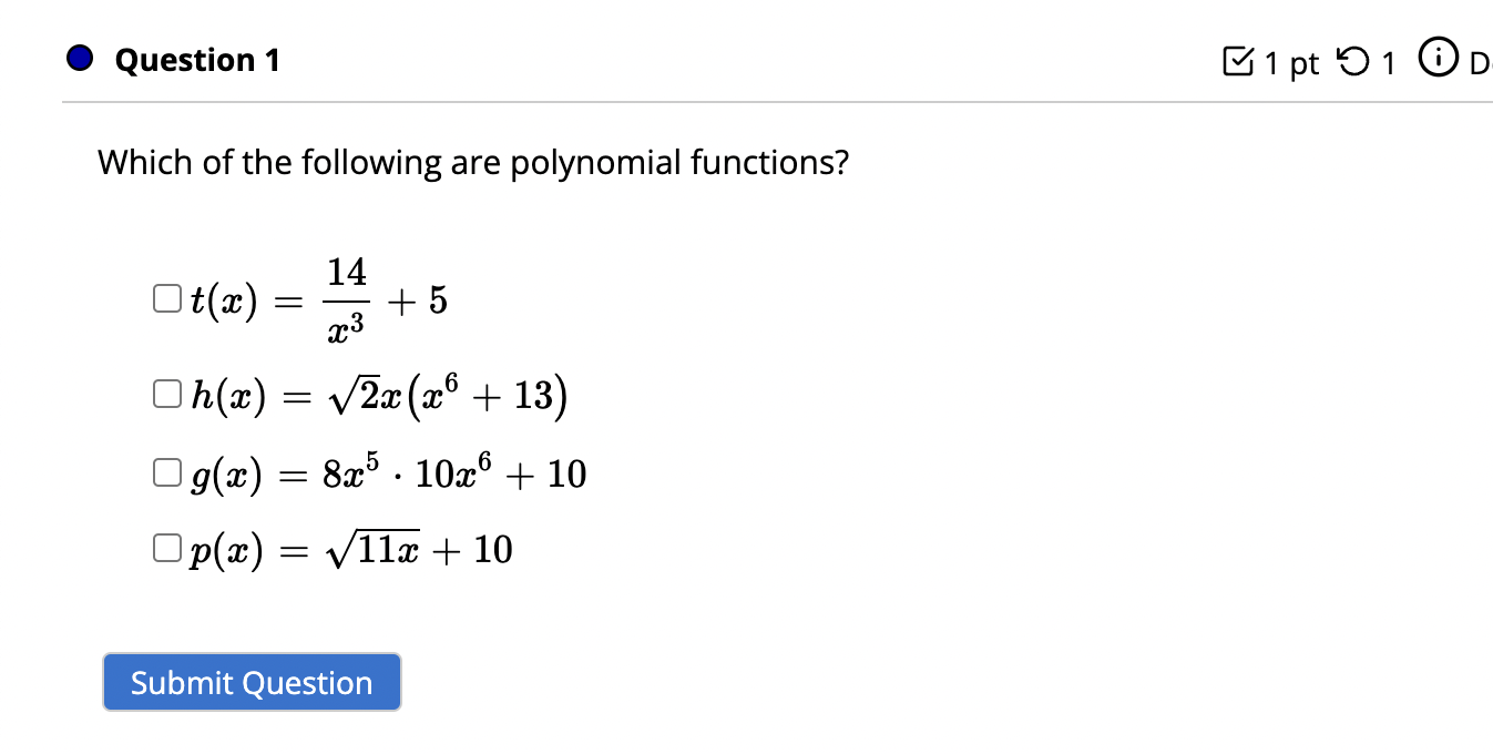 Solved Which Of The Following Are Polynomial Functions? \\[ | Chegg.com