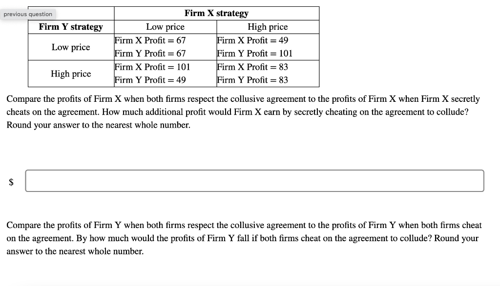 Solved The payoff matrix presents the profits for Firms X