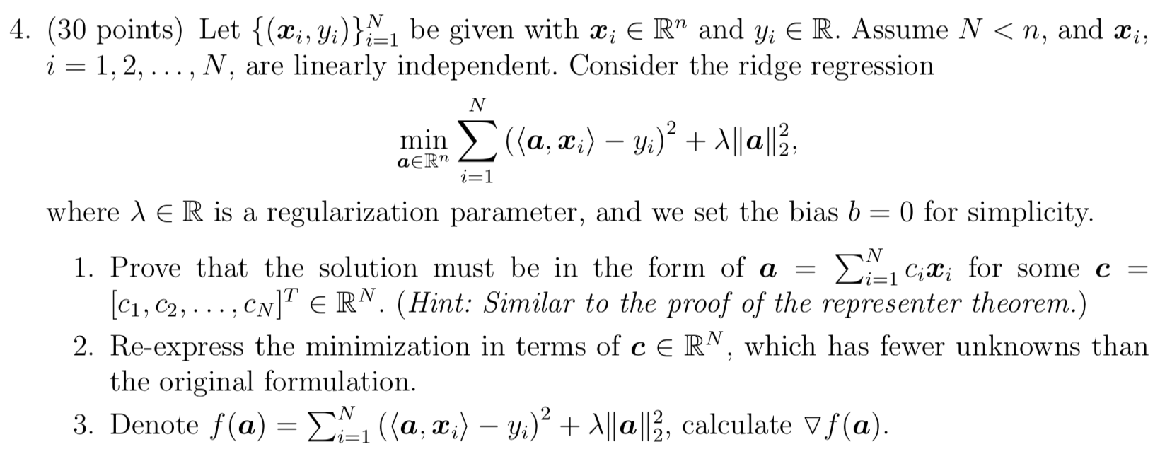 4 30 Points Let { Xi Yi }n Be Given With Xi Er