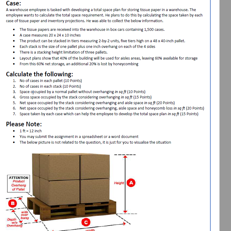 Solved Case A Warehouse Employee Is Tasked With Developing Chegg