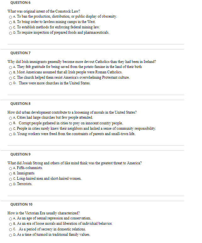 Solved QUESTION 6 What was original intent of the Comstock | Chegg.com