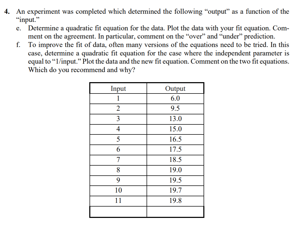 Solved 4. An experiment was completed which determined the | Chegg.com