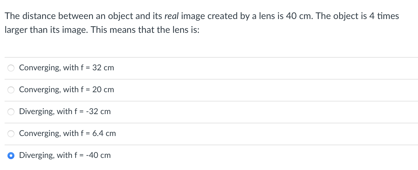Solved The distance between an object and its real image | Chegg.com
