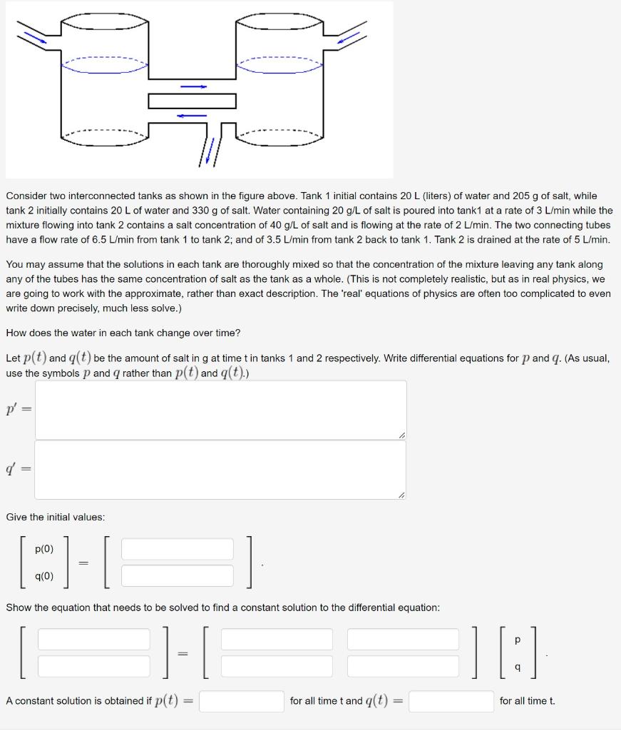 Solved Consider Two Interconnected Tanks As Shown In The | Chegg.com