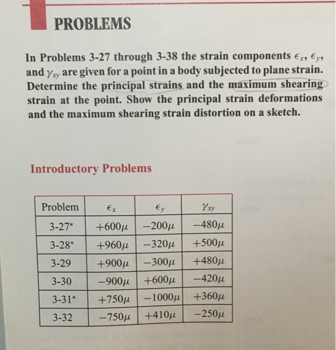 Solved In Problems 3-27 Through 3-38 The Strain Components | Chegg.com