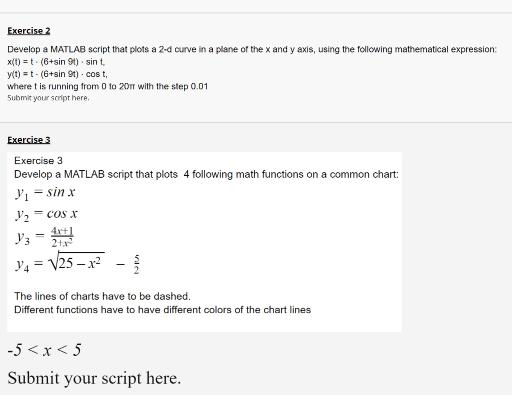 Solved Exercise 2 Develop a MATLAB script that plots a 2-d | Chegg.com