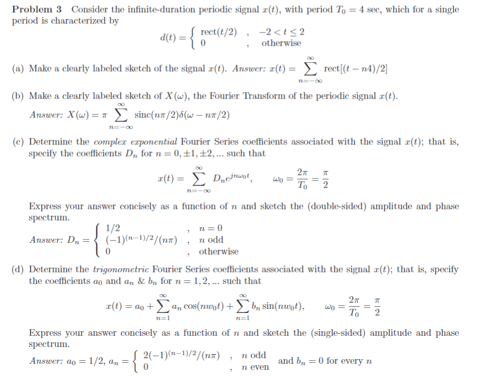 Solved Problem 3 Consider the infinite-duration periodic | Chegg.com