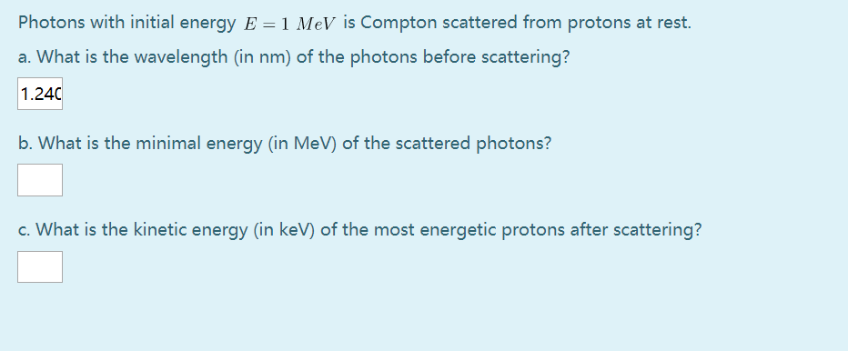 Solved Photons with initial energy E=1 MeV is Compton | Chegg.com