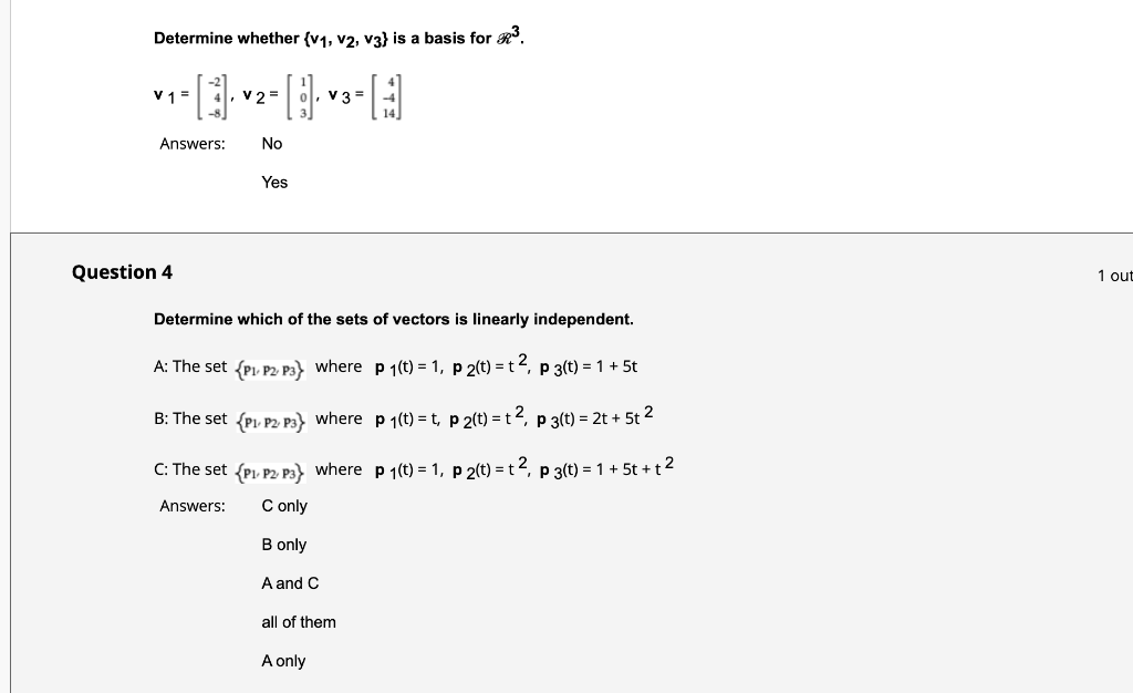 Solved Determine whether {V1, V2, V3} is a basis for R3.