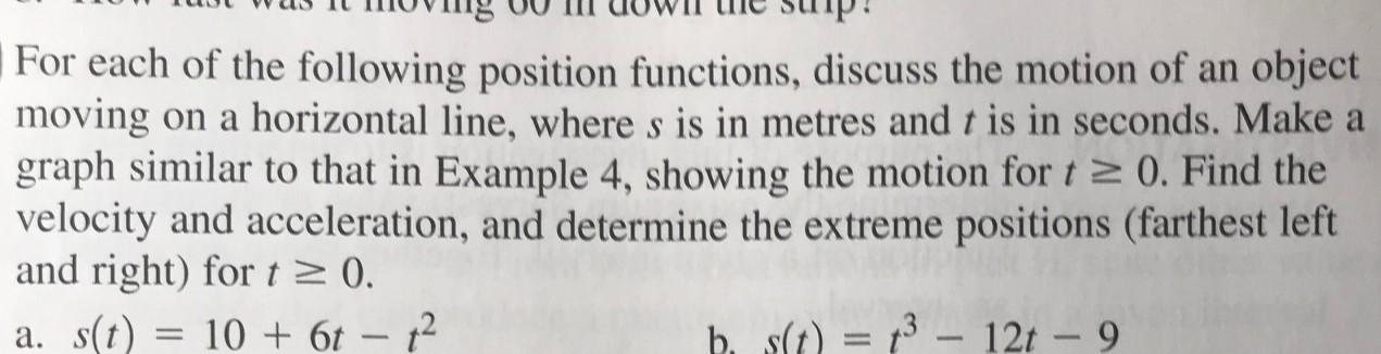 Solved For each of the following position functions, discuss | Chegg.com