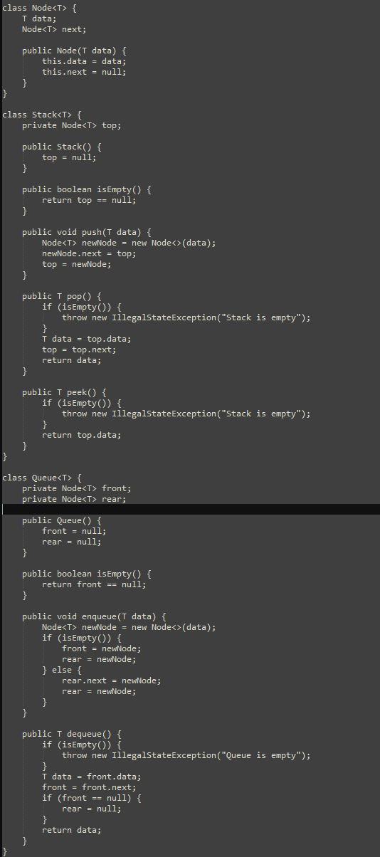 Solved class Node T { T data; Node T next; public Node(T | Chegg.com