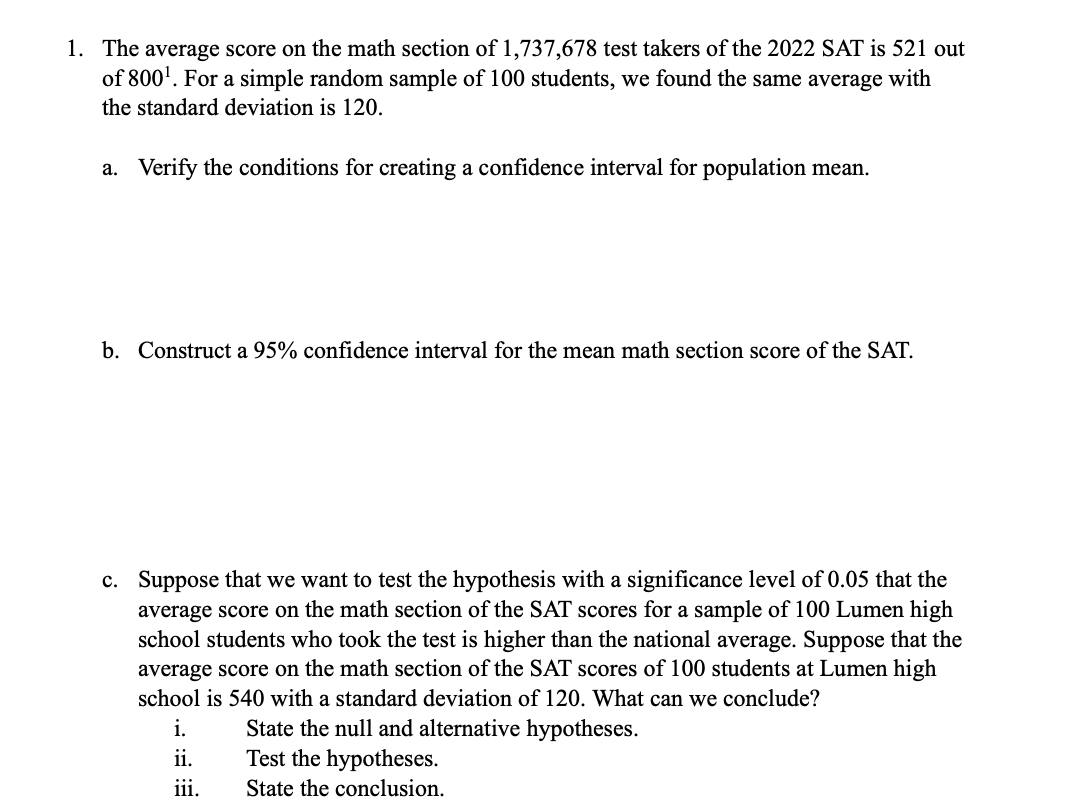 Solved The average score on the math section of 1,737,678 | Chegg.com
