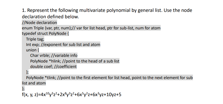 1. Represent the following multivariate polynomial by | Chegg.com