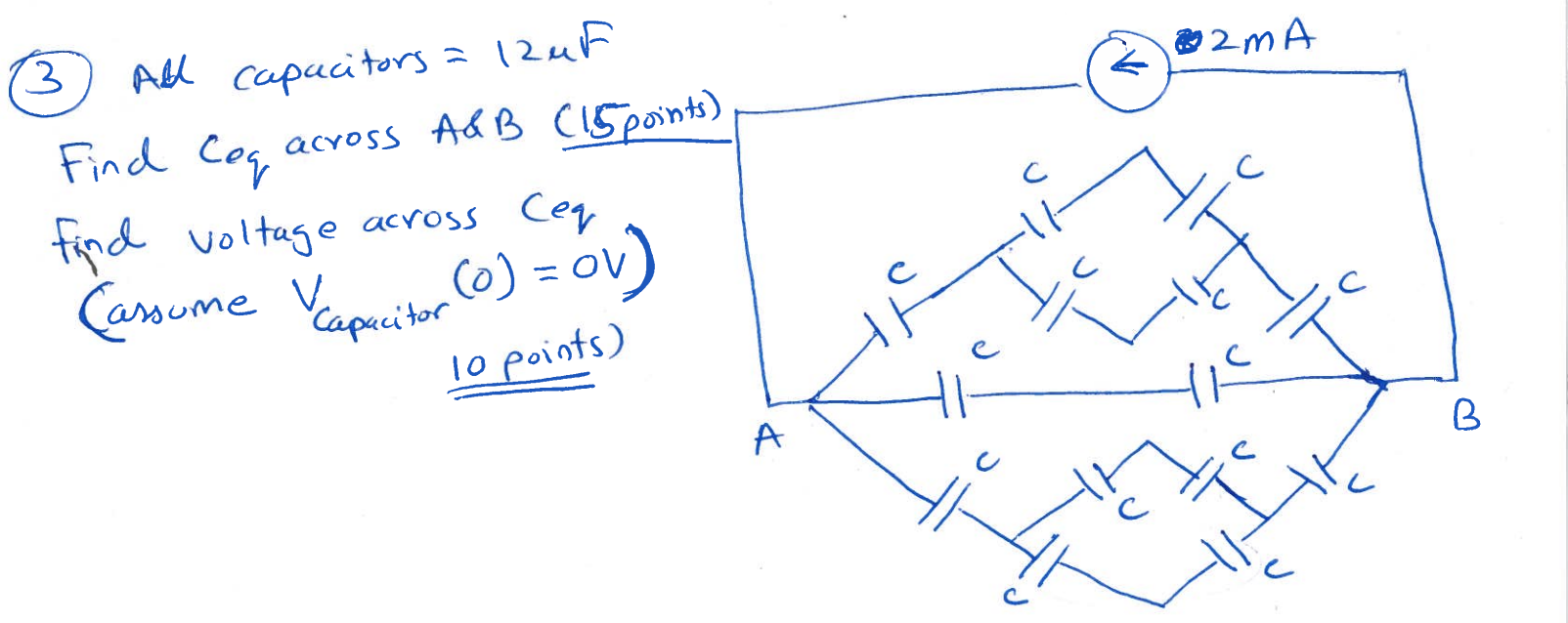 Solved (3) All capacitors =12μF Find Ceq across A\&B | Chegg.com