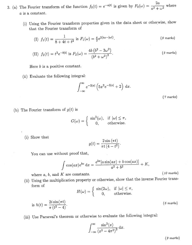 Solved (a) The Fourier transform of the function | Chegg.com