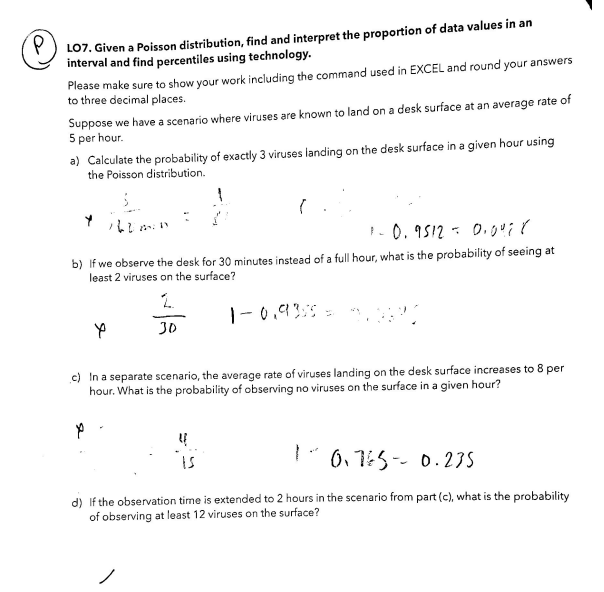 Solved L07. Given a Poisson distribution, find and interpret | Chegg.com