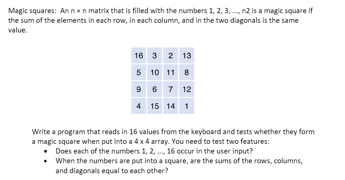 Solved Magic squares An nxn matrix that is filled with the