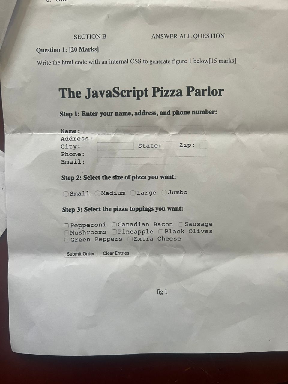 Solved Question 1: [20 Marks] Write the html code with an | Chegg.com