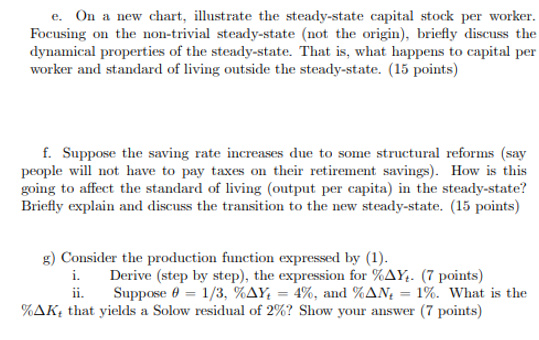 Solved 1. Consider the basic Solow model that we covered in | Chegg.com