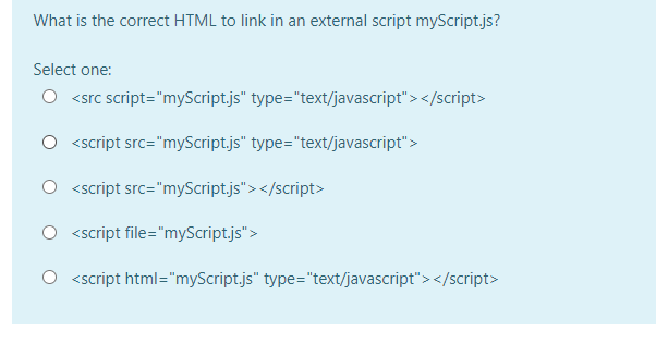 Solved What is the correct HTML to link in an external | Chegg.com