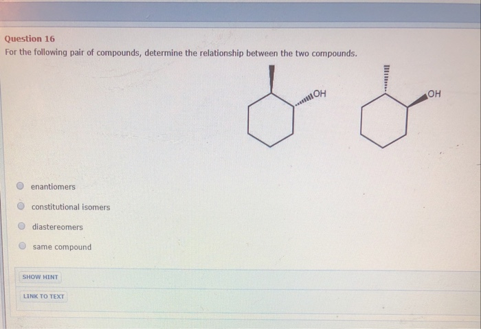what is the correct relationship between the following compounds