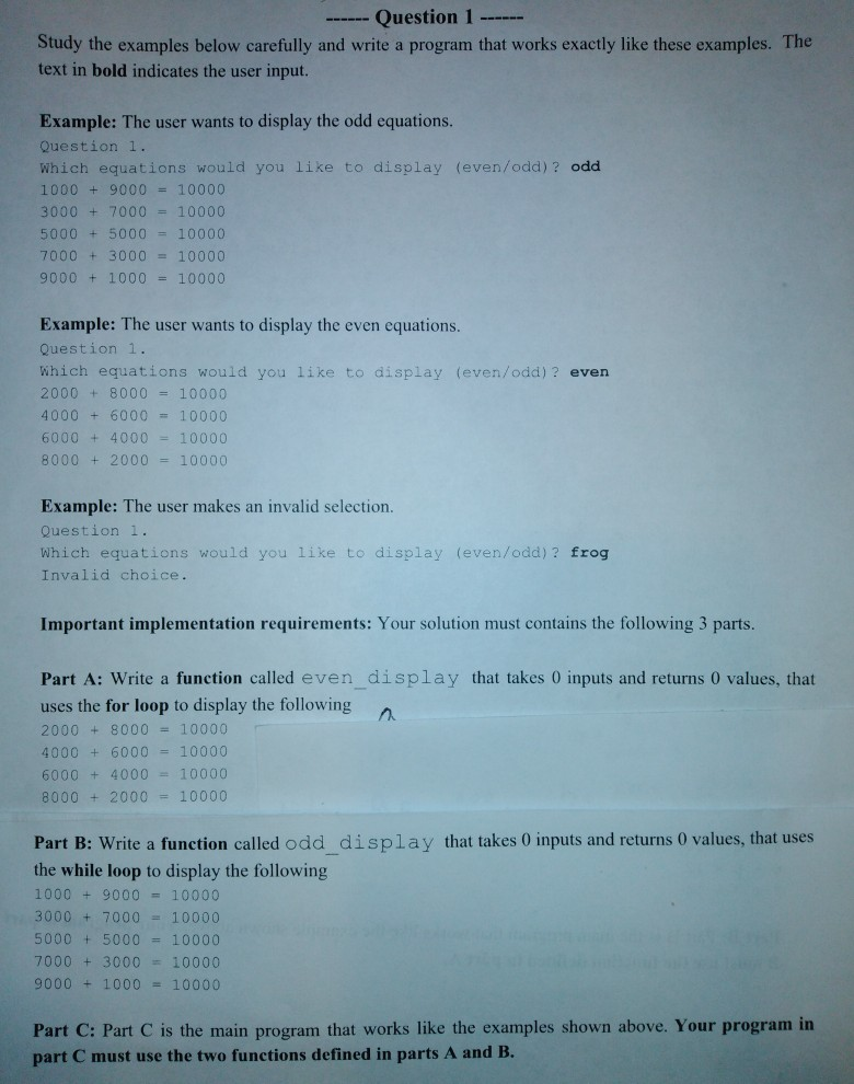 Solved Question 1 Study the examples below carefully and | Chegg.com