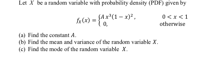 Solved Let X be a random variable with probability density | Chegg.com