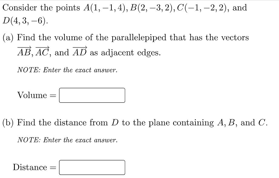 Solved Consider The Points A(1, -1,4), B(2, -3,2), C(-1, -2, | Chegg.com