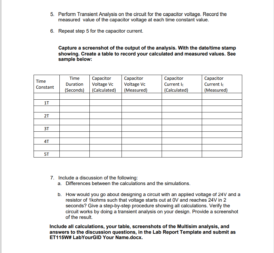 Solved 2. Construct the series RC circuit below using | Chegg.com