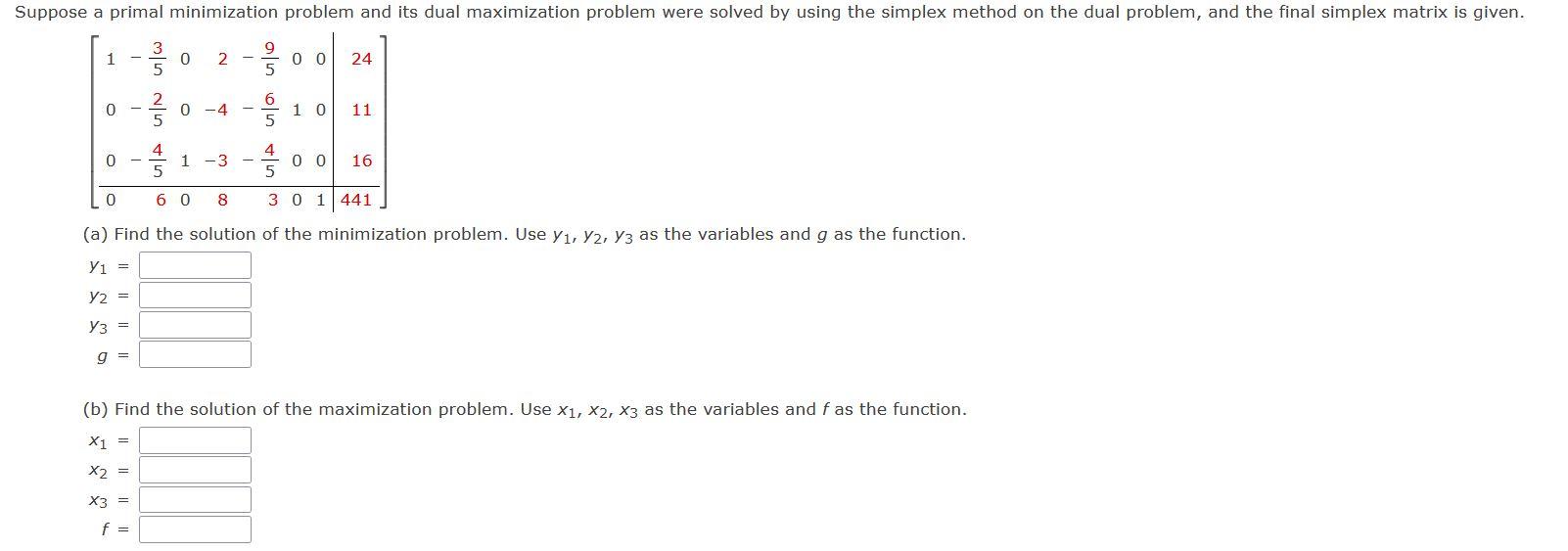 Solved Pose A Primal Minimization Problem And Its Dual | Chegg.com