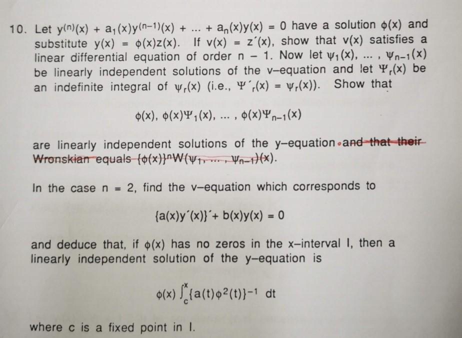 Solved 10 Let Y N X Ay X Y N 1 X A X Y X Chegg Com