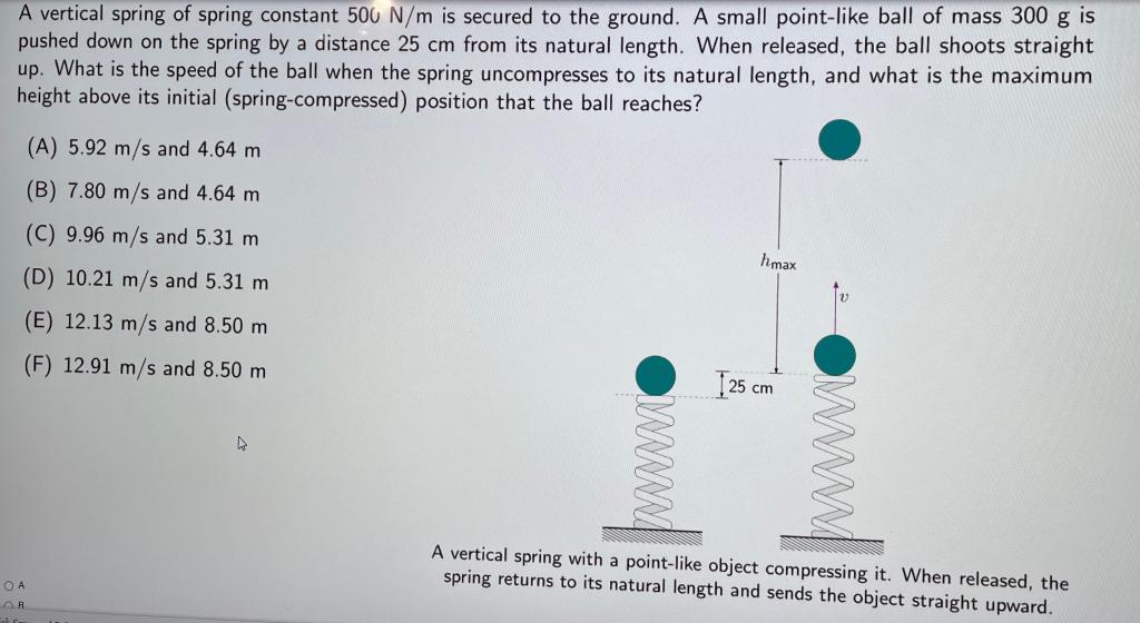 Solved A vertical spring of spring constant 500 N/m is | Chegg.com