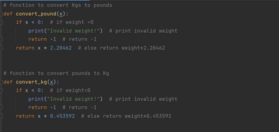 Solved # function to convert Kgs to pounds =def | Chegg.com