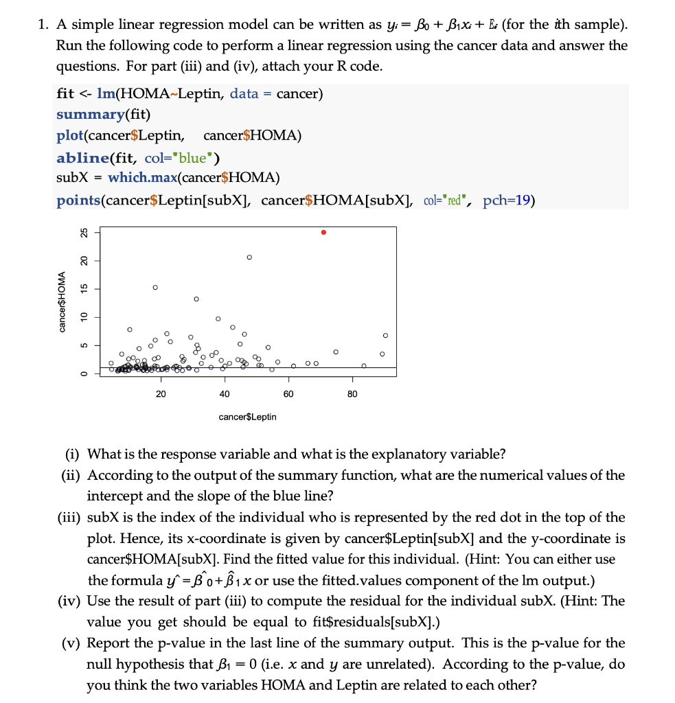 Solved 1. A Simple Linear Regression Model Can Be Written As | Chegg.com