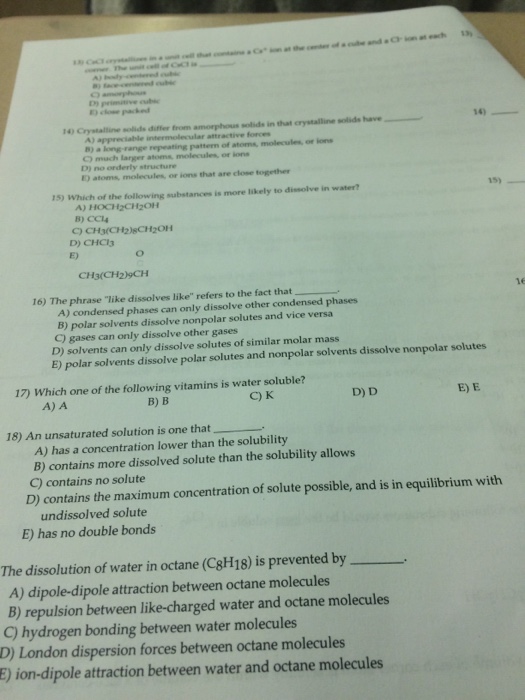 Solved Which of the following substances is more likely to