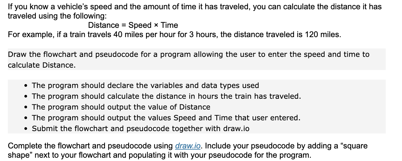 Solved If you know a vehicle's speed and the amount of time | Chegg.com