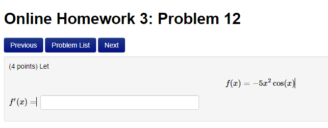 Solved Online Homework 3: Problem 12 Previous Problem List | Chegg.com