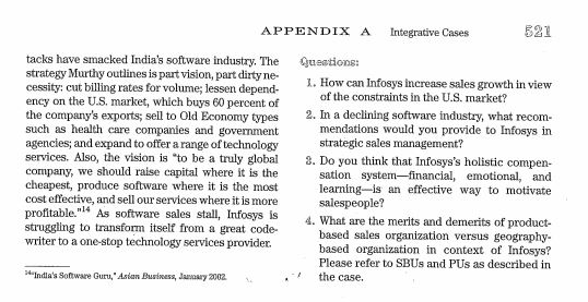 APPENDIX A Integrative Cases 521 tacks have smacked Indias software industry. The strategy Murthy outlines is part vision, p