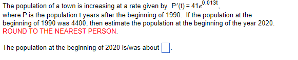 Solved The Population Of A Town Is Increasing At A Rate | Chegg.com