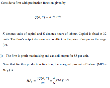 Solved (i) Solve the firm's labour demand function. That is, | Chegg.com