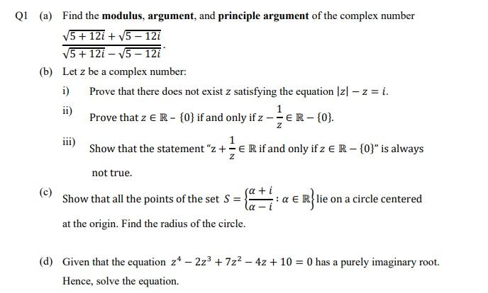 Solved Q1 (a) Find the modulus, argument, and principle | Chegg.com