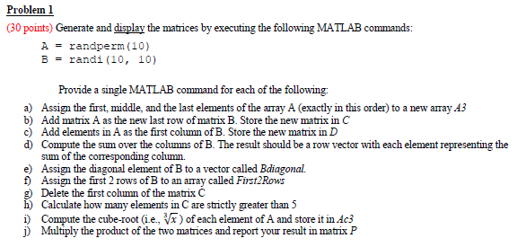 Solved Please solve with only MATLAB code. 1.Generate and Chegg