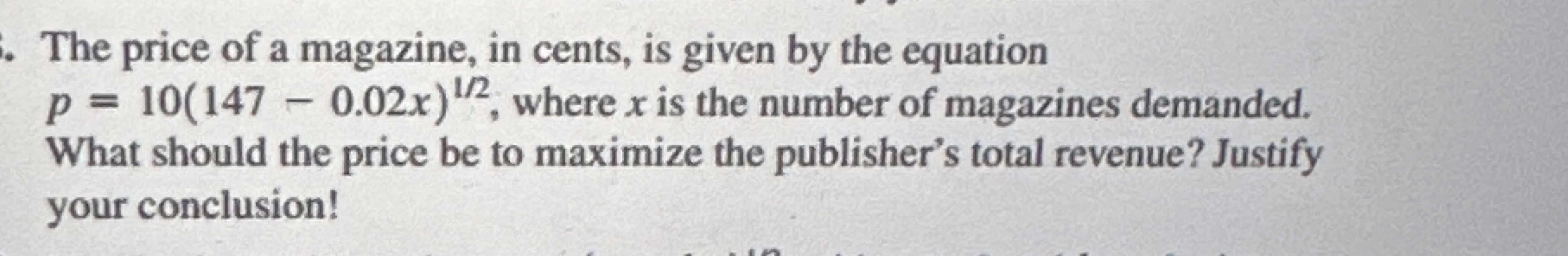 Solved The price of a magazine, in cents, is given by the | Chegg.com