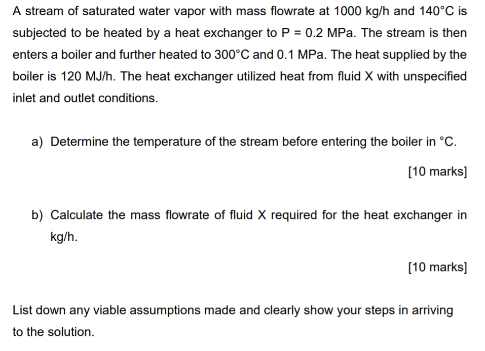 Solved A stream of saturated water vapor with mass flowrate | Chegg.com